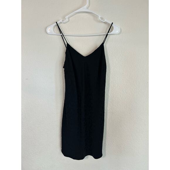 Topshop Leopard Print Jacquard Black Spaghetti Strap Mini Dress Slip Size 0 XS - Picture 6 of 12